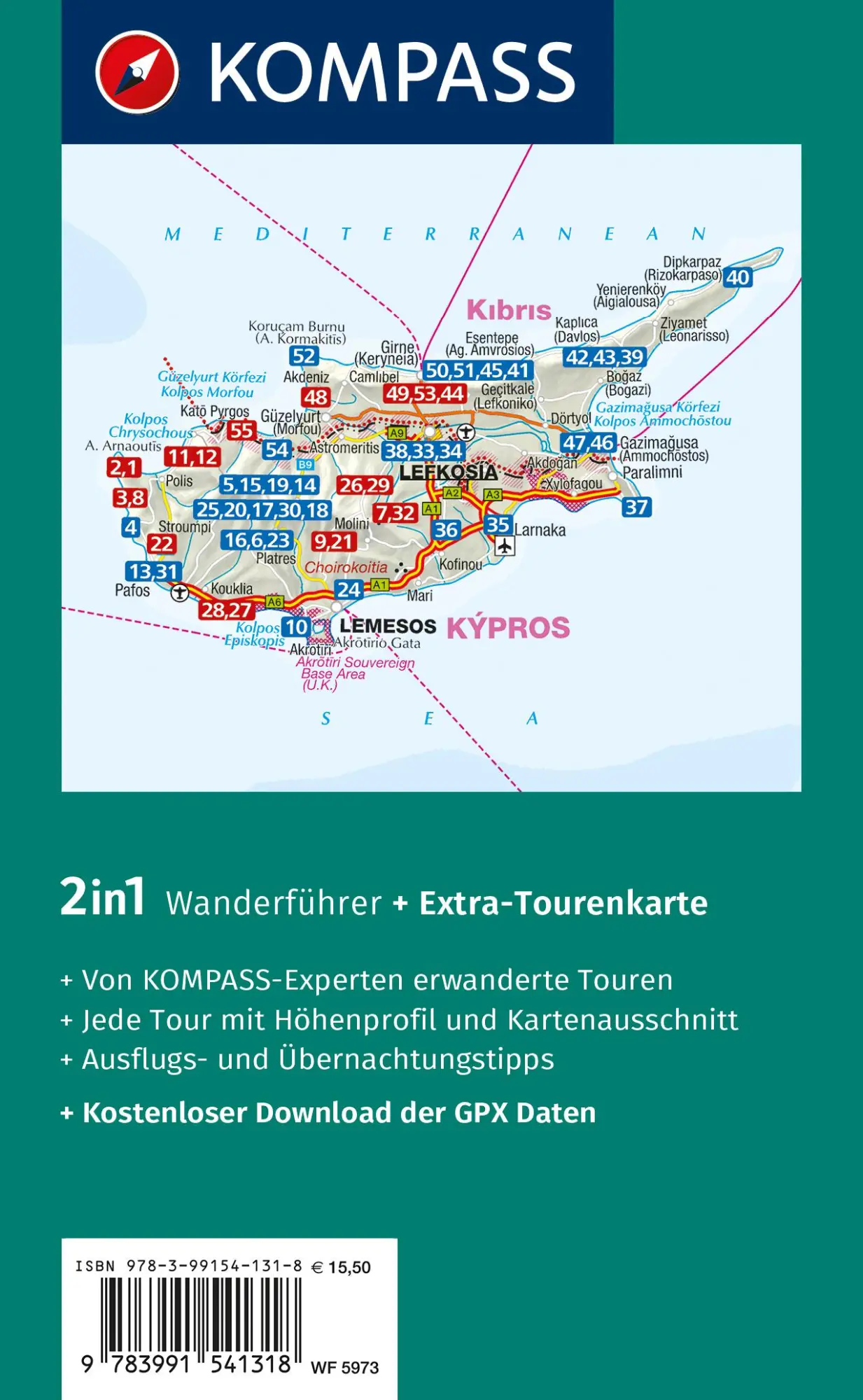 Rückseite: 9783991541318 | KOMPASS Wanderführer Zypern, 55 Touren mit Extra-Tourenkarte | Will