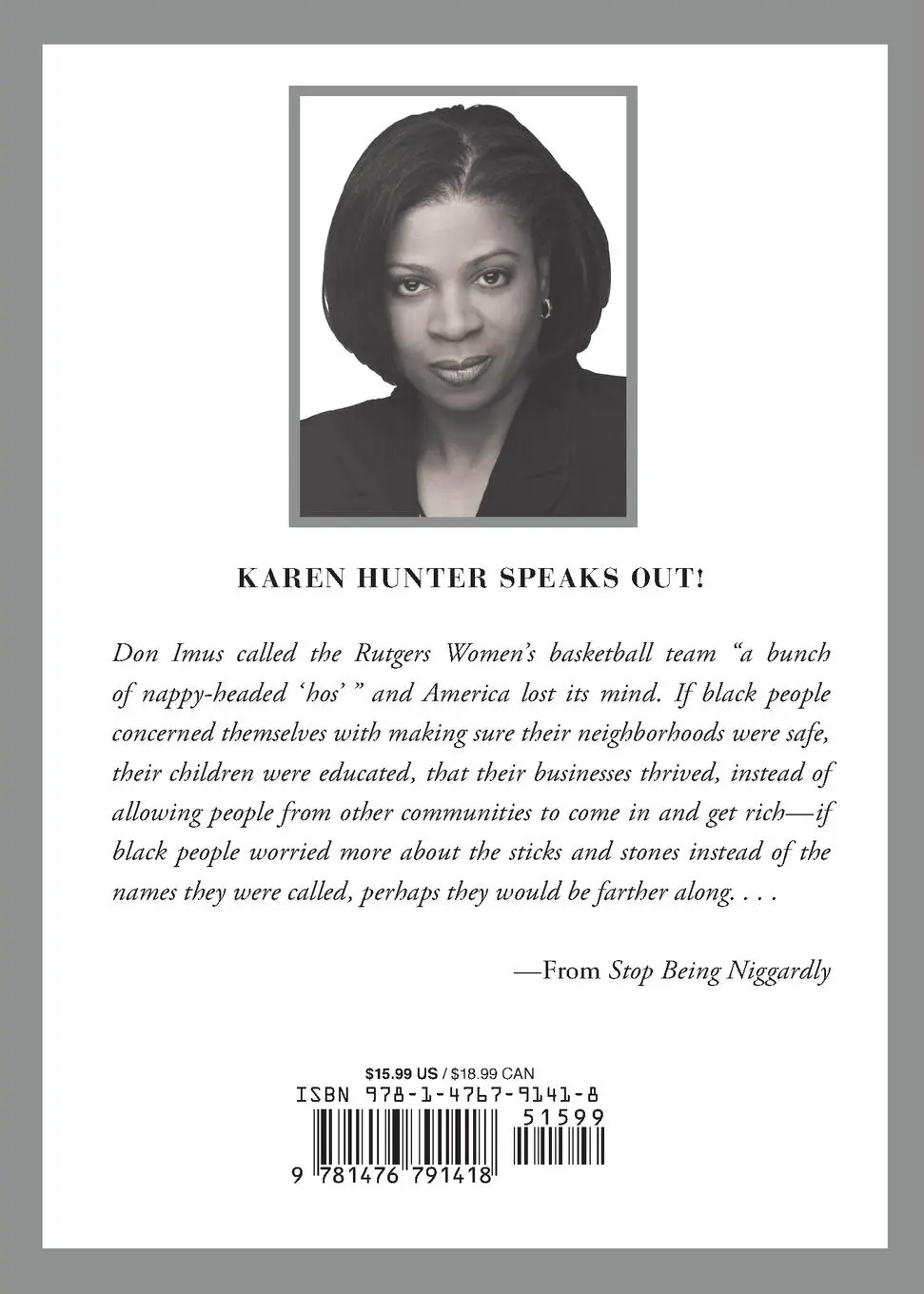 Rückseite: 9781476791418 | Stop Being Niggardly | Karen Hunter | Taschenbuch | Englisch | 2014