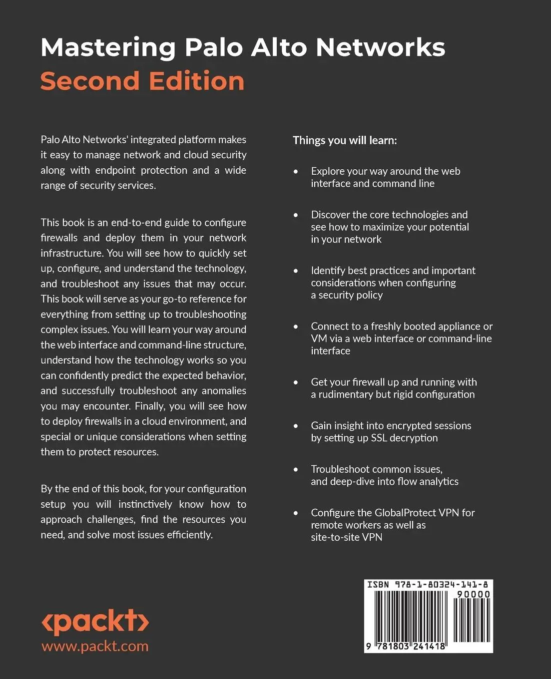 Rückseite: 9781803241418 | Mastering Palo Alto Networks - Second Edition | Tom Piens Aka 'Reaper'