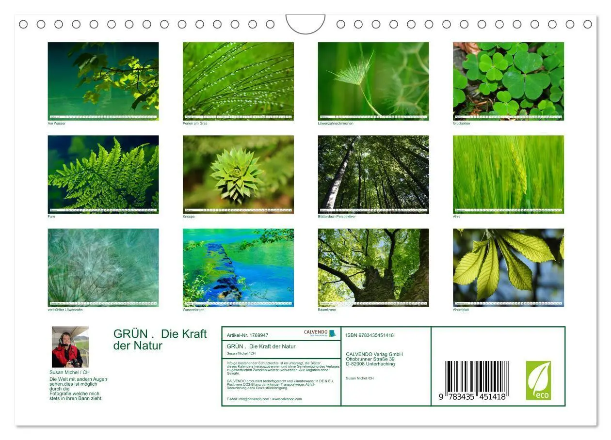 Bild: 9783435451418 | GRÜN . Die Kraft der Natur (Wandkalender 2025 DIN A4 quer),...