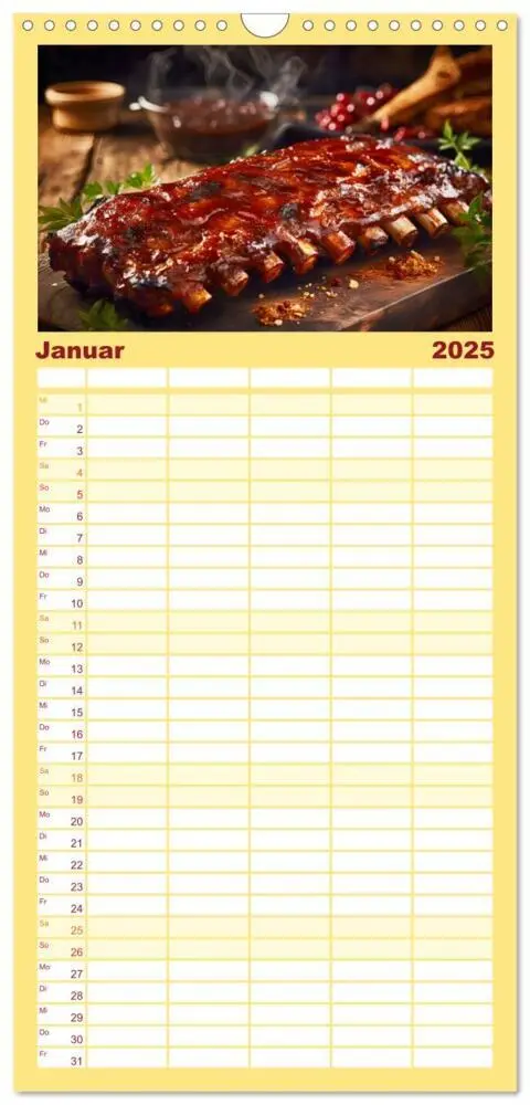 Bild: 9783457091418 | Familienplaner 2025 - BBQ Feuerzauber - Grillkalender mit 5 Spalten...
