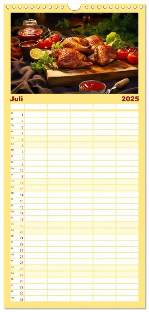 Bild: 9783457091418 | Familienplaner 2025 - BBQ Feuerzauber - Grillkalender mit 5 Spalten...