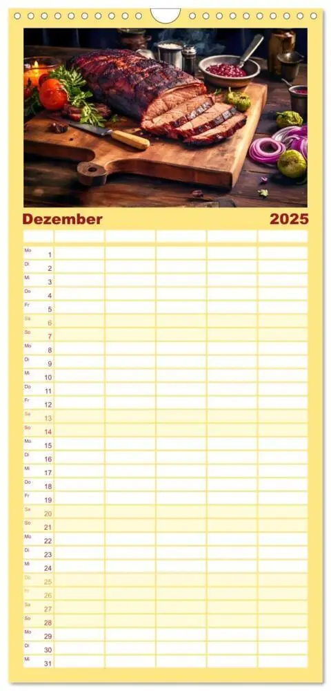 Bild: 9783457091418 | Familienplaner 2025 - BBQ Feuerzauber - Grillkalender mit 5 Spalten...