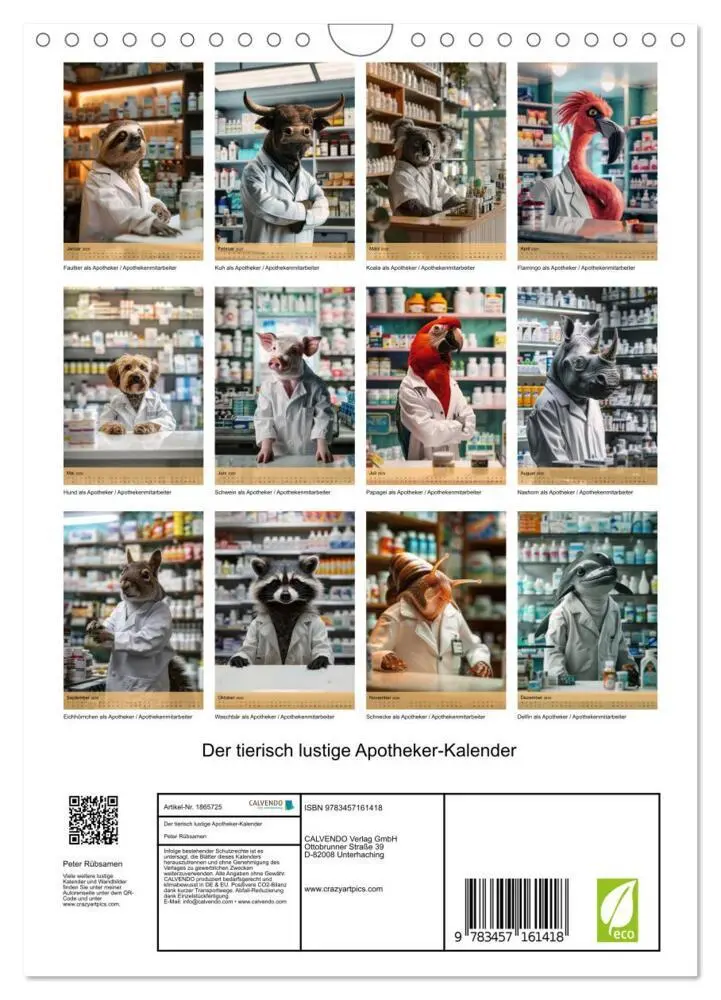 Bild: 9783457161418 | Der tierisch lustige Apotheker-Kalender (Wandkalender 2025 DIN A4...