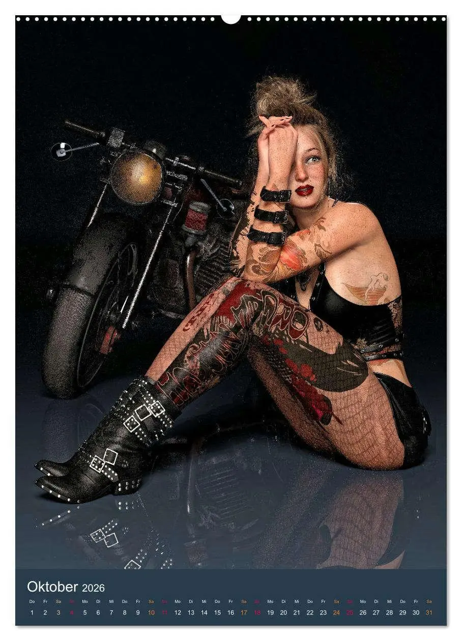 Bild: 9783516321418 | Tattooed Girls and Bikes (Wandkalender 2026 DIN A2 hoch), CALVENDO...
