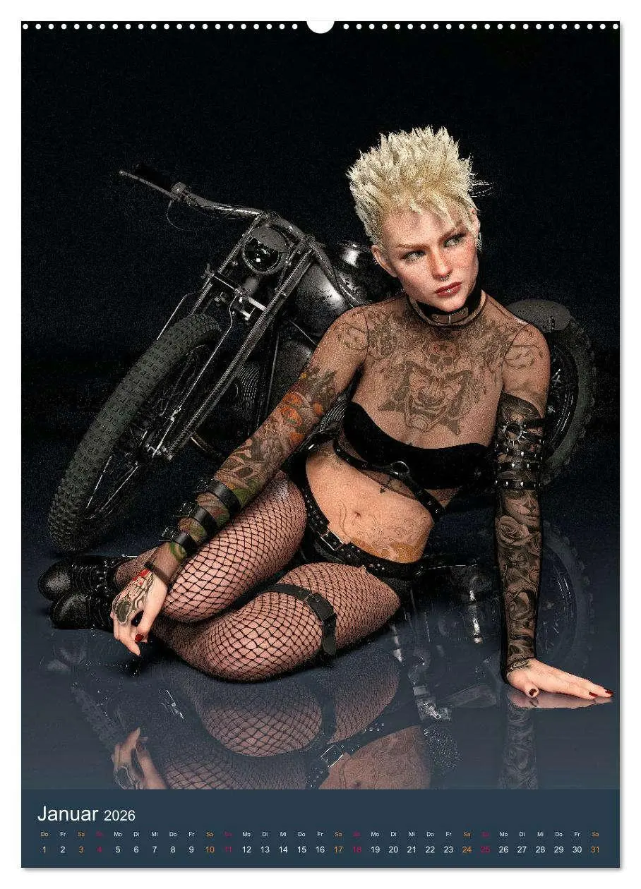 Bild: 9783516321418 | Tattooed Girls and Bikes (Wandkalender 2026 DIN A2 hoch), CALVENDO...
