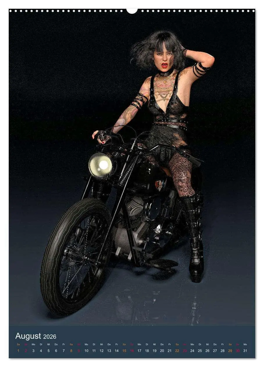 Bild: 9783516321418 | Tattooed Girls and Bikes (Wandkalender 2026 DIN A2 hoch), CALVENDO...