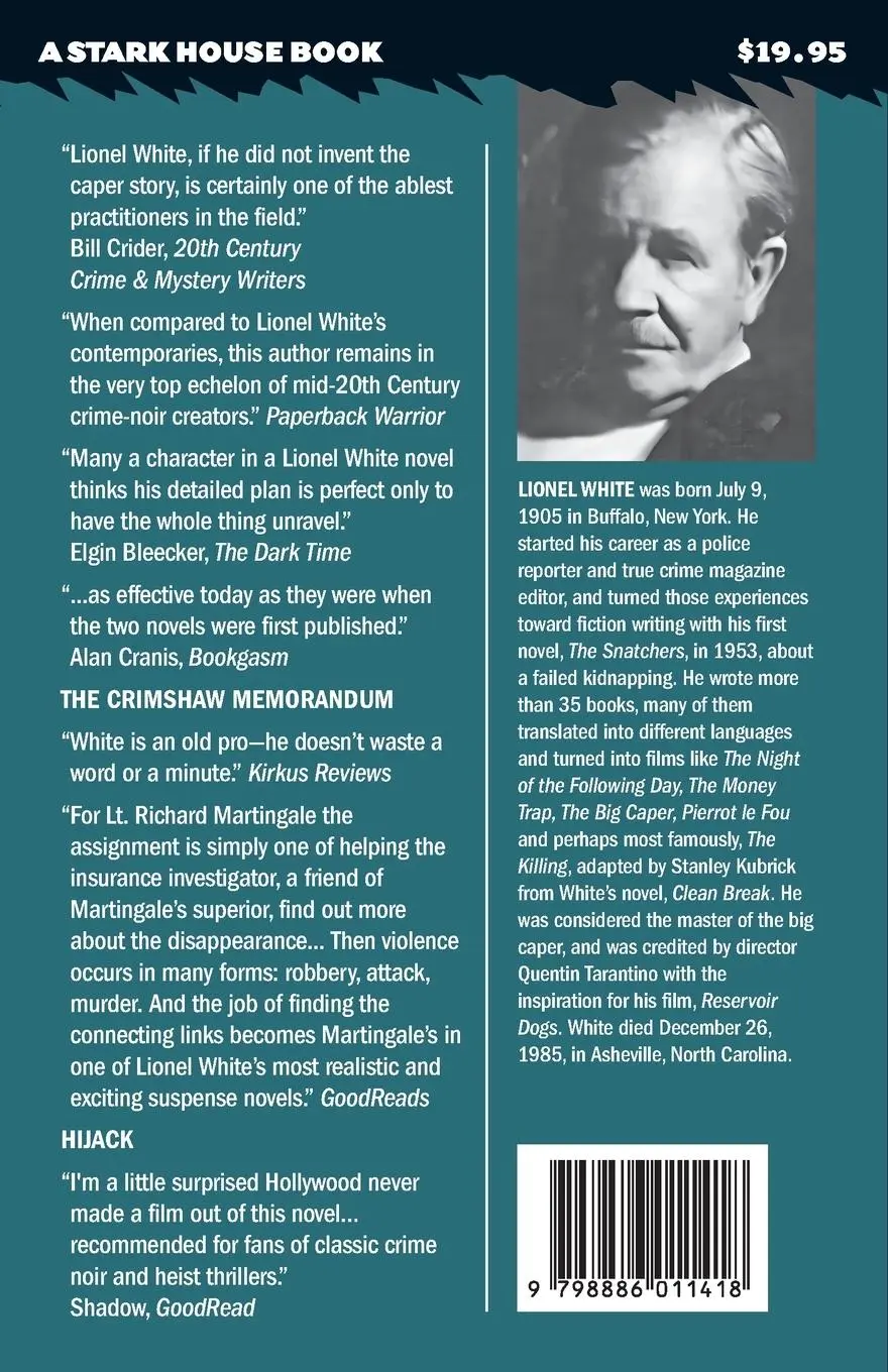 Rückseite: 9798886011418 | The Crimshaw Memorandum / Hijack | Lionel White | Taschenbuch | 2025