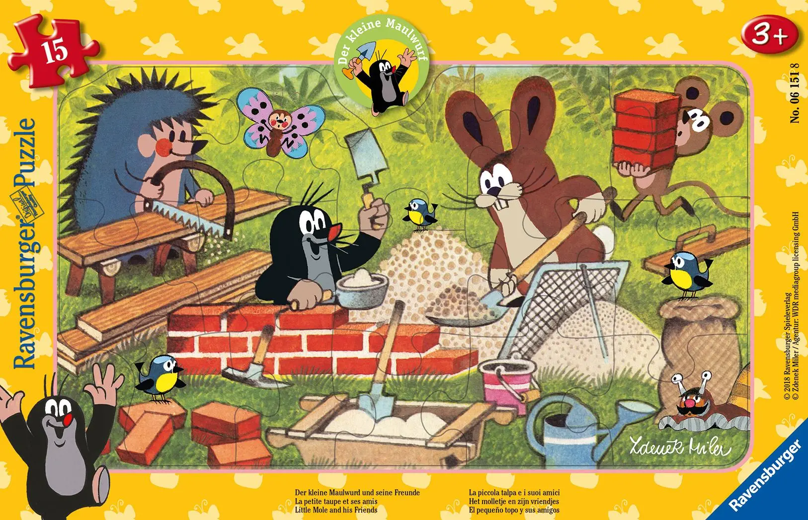 Cover: 4005556061518 | Der kleine Maulwurf und seine Freunde. Rahmenpuzzle 15 Teile | Miler