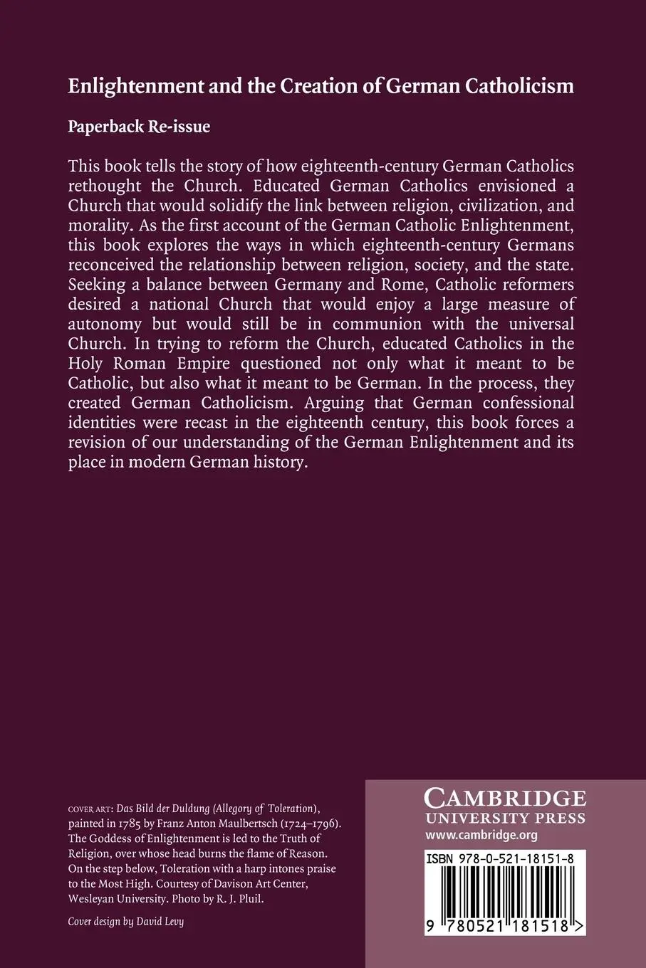 Rückseite: 9780521181518 | Enlightenment and the Creation of German Catholicism | Michael Printy