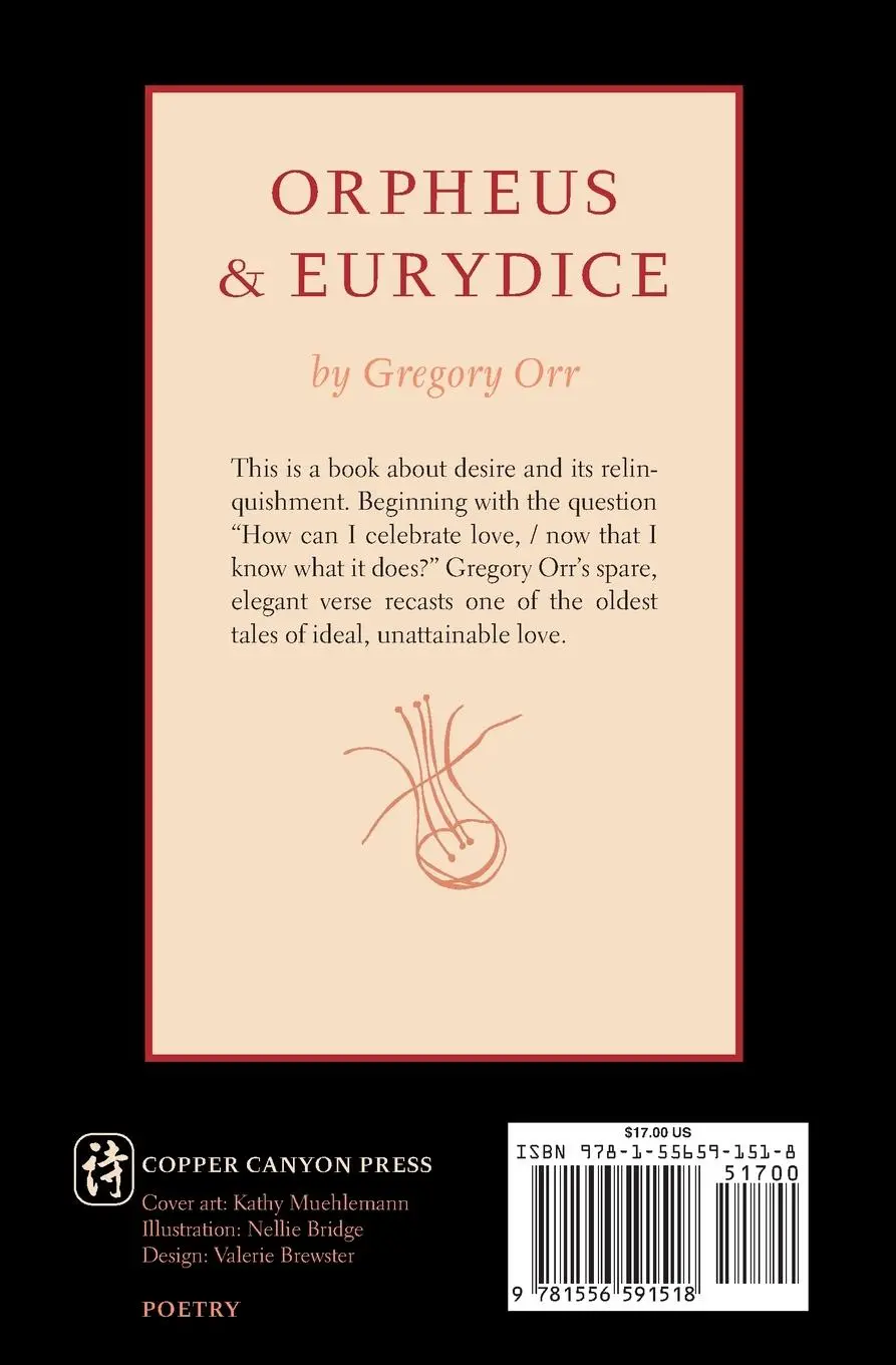 Rückseite: 9781556591518 | Orpheus &amp; Eurydice | A Lyric Sequence | Gregory Orr | Taschenbuch