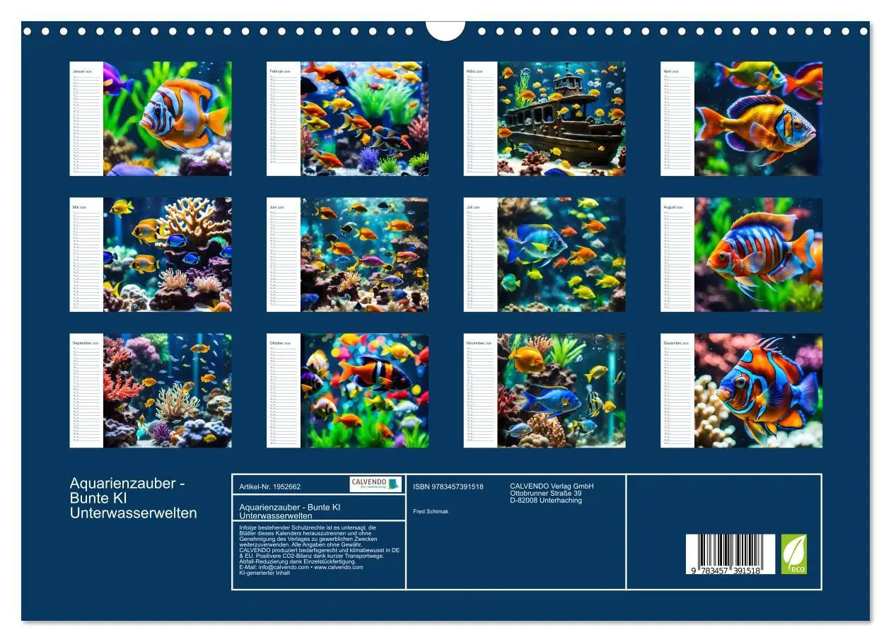 Bild: 9783457391518 | Aquarienzauber - Bunte KI Unterwasserwelten (Wandkalender 2026 DIN...