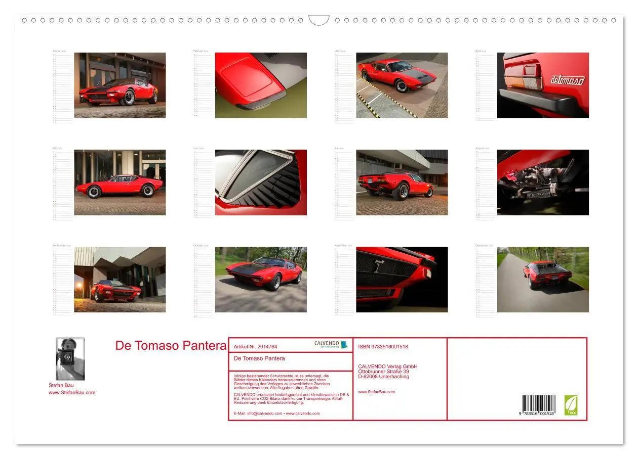Bild: 9783516001518 | De Tomaso Pantera (Wandkalender 2026 DIN A2 quer), CALVENDO...
