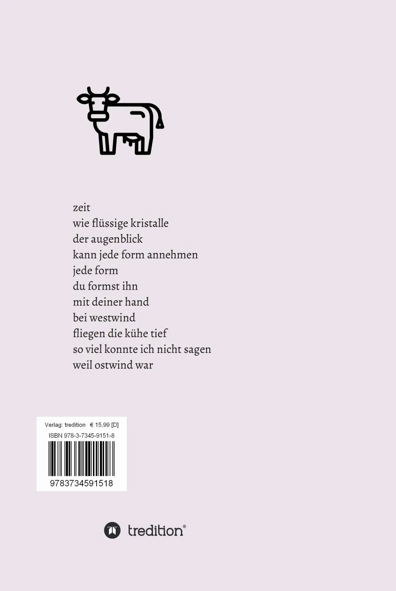 Rückseite: 9783734591518 | zeit wie flüssige kristalle | Gedichte | Werner Krotz | Buch | 104 S.