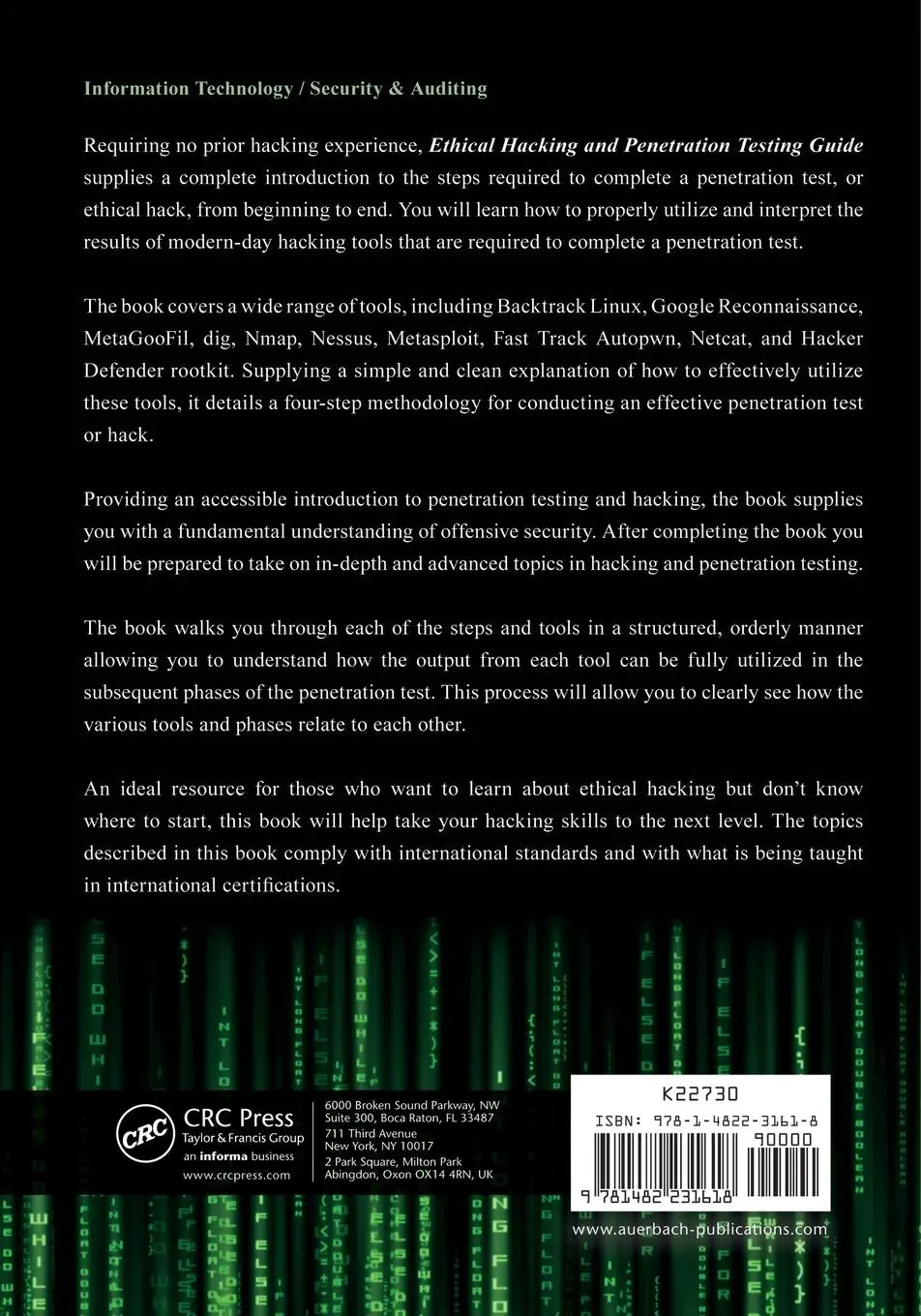 Rückseite: 9781482231618 | Ethical Hacking and Penetration Testing Guide | Rafay Baloch | Buch