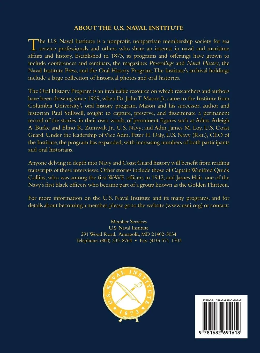 Rückseite: 9781682691618 | The Reminiscences of Vice Adm. William I. Martin, USN (Ret.) | Buch