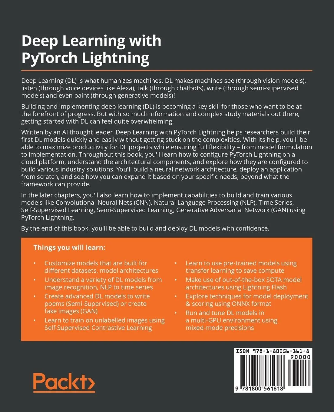 Rückseite: 9781800561618 | Deep Learning with PyTorch Lightning | Kunal Sawarkar | Taschenbuch