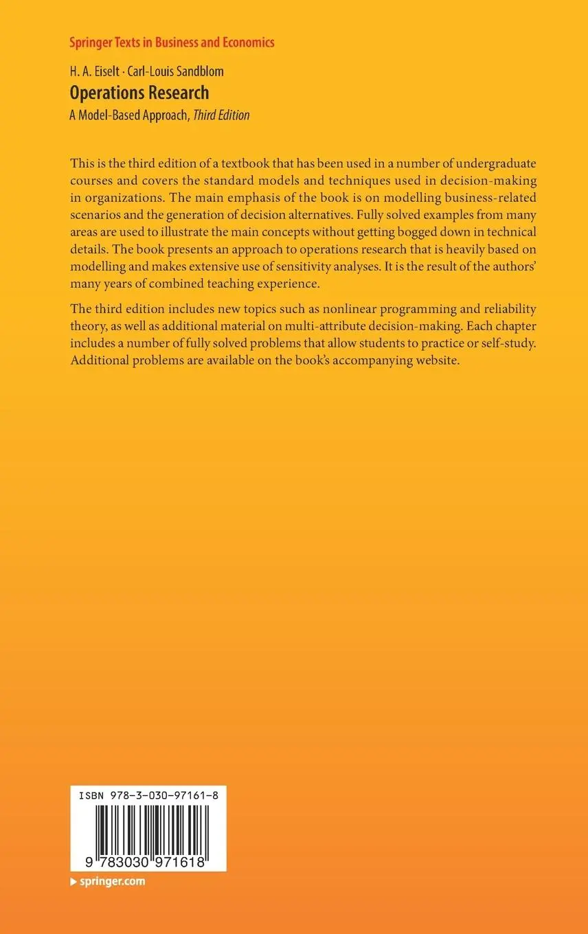 Rückseite: 9783030971618 | Operations Research | A Model-Based Approach | Sandblom (u. a.) | Buch