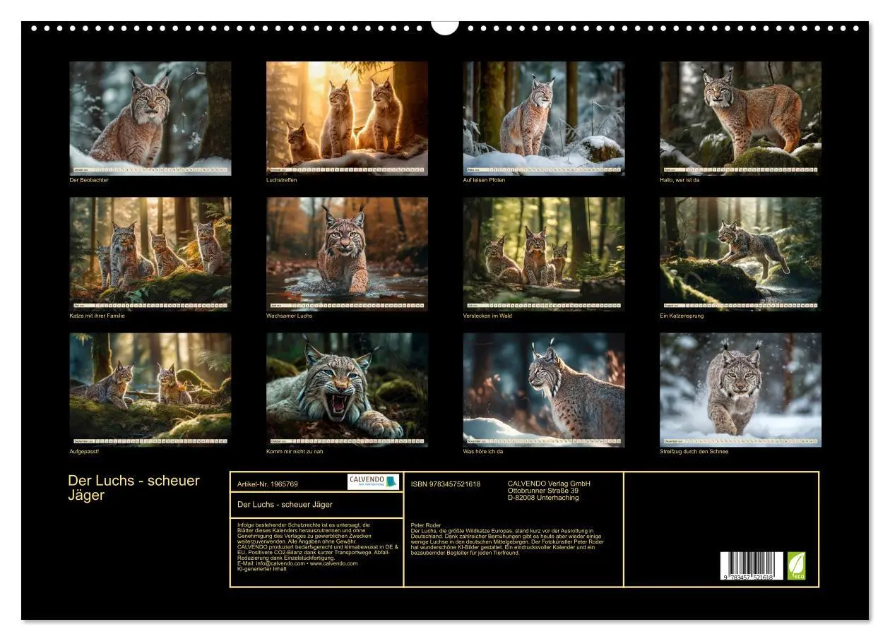 Bild: 9783457521618 | Der Luchs - scheuer Jäger (Wandkalender 2026 DIN A2 quer), CALVENDO...