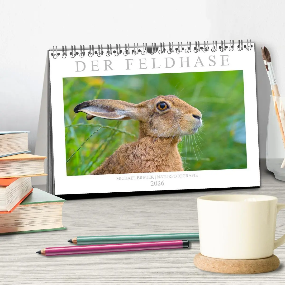 Bild: 9783457761618 | Der Feldhase (Tischkalender 2026 DIN A5 quer), CALVENDO Monatskalender