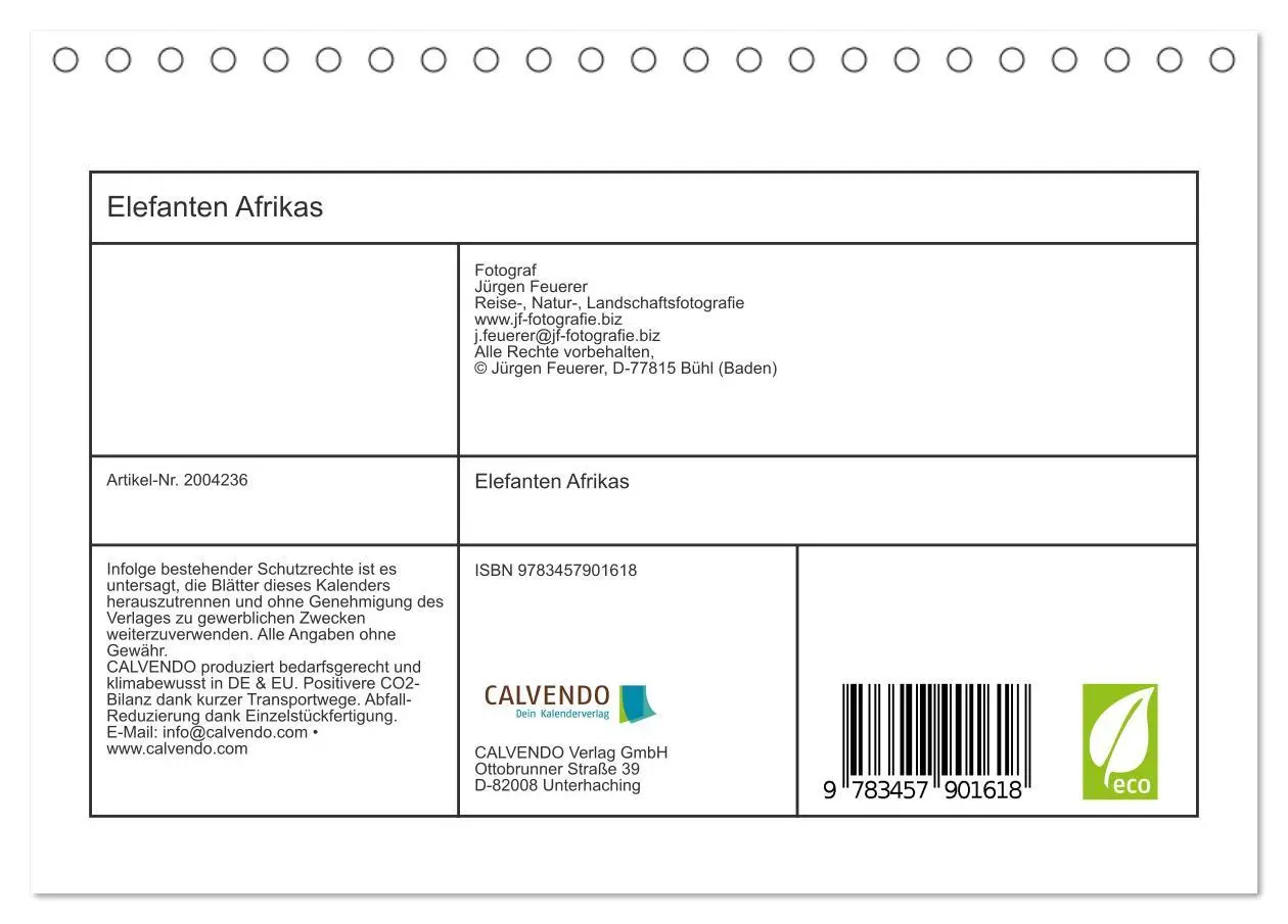 Bild: 9783457901618 | Elefanten Afrikas (Tischkalender 2026 DIN A5 quer), CALVENDO...