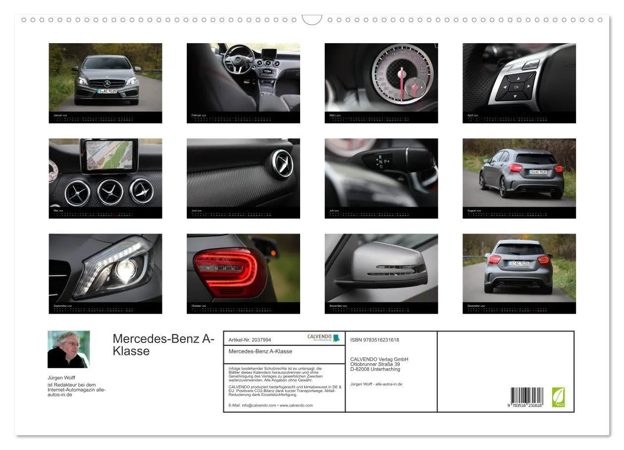 Bild: 9783516231618 | Mercedes-Benz A-Klasse (Wandkalender 2026 DIN A2 quer), CALVENDO...