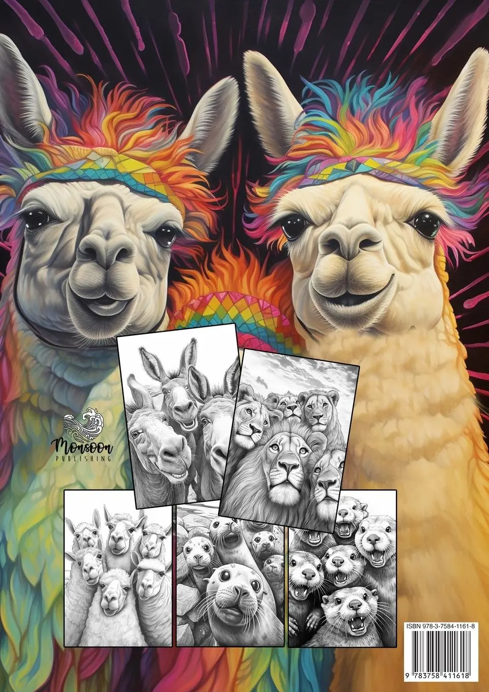 Rückseite: 9783758411618 | Animal Selfies Coloring Book for Adults | Monsoon Publishing | Buch