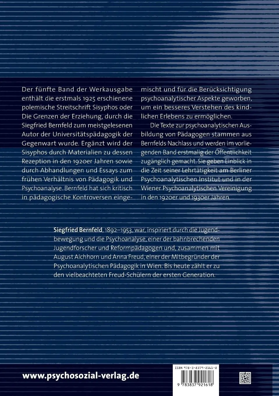 Rückseite: 9783837921618 | Theorie und Praxis der Erziehung/Pädagogik und Psychoanalyse | Buch