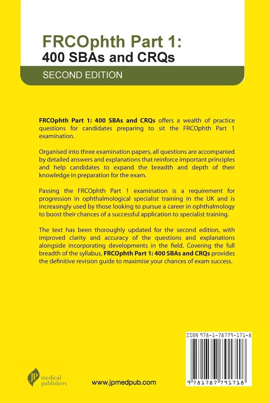 Rückseite: 9781787791718 | FRCOphth Part 1: 400 SBAs and CRQs | H Nikki Hall (u. a.) | Buch