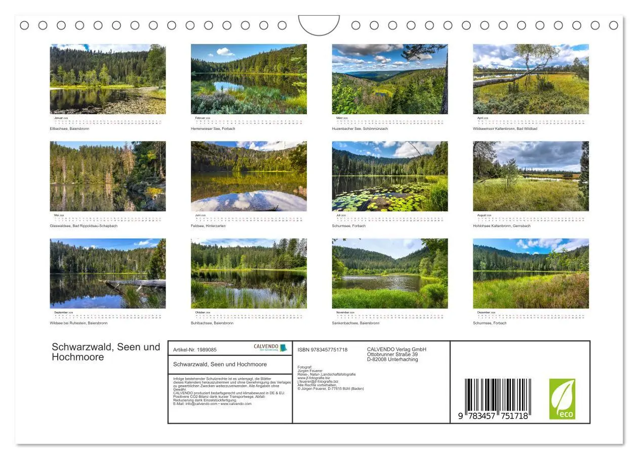 Bild: 9783457751718 | Schwarzwald, Seen und Hochmoore (Wandkalender 2026 DIN A4 quer),...