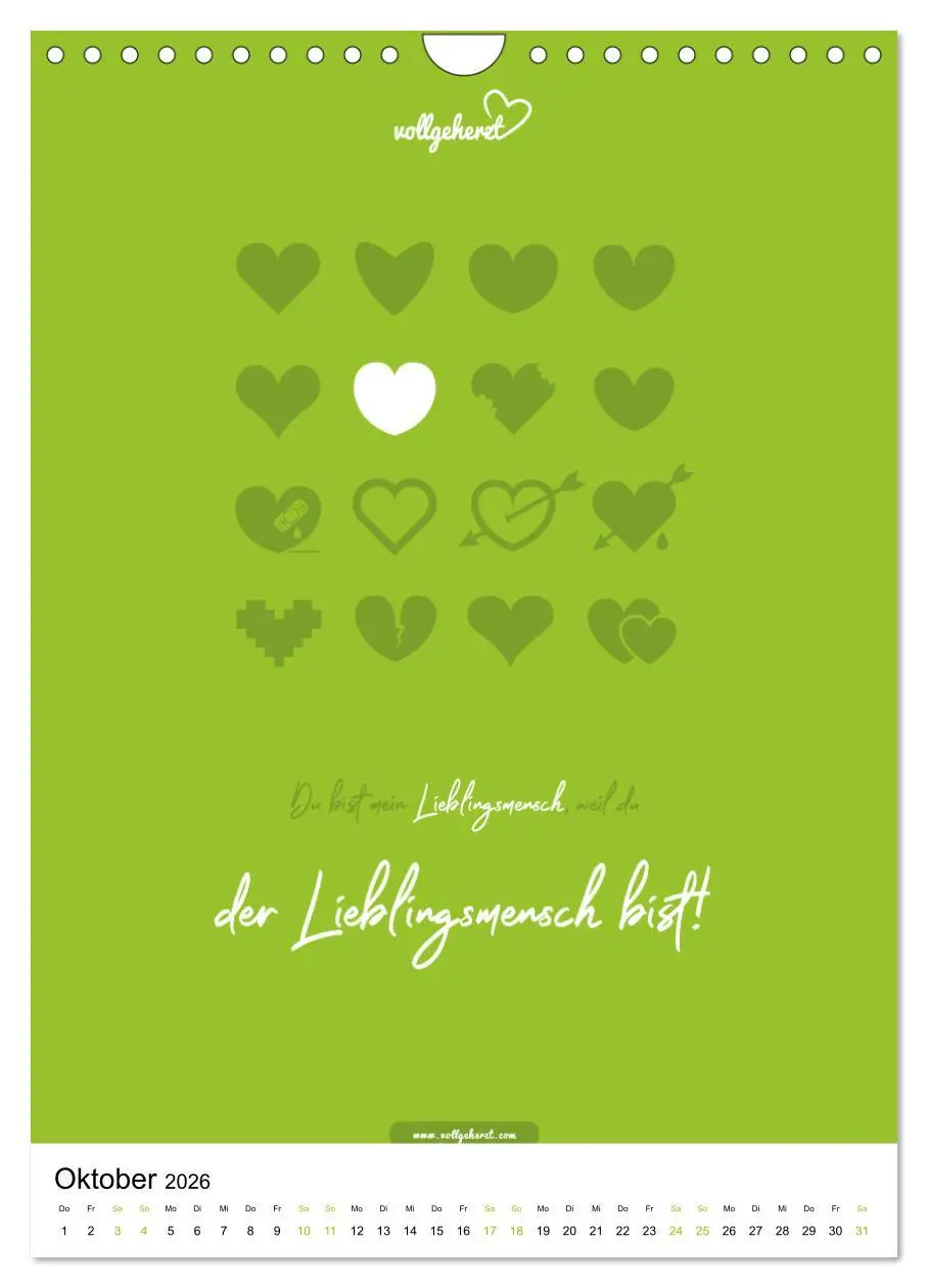 Bild: 9783516391718 | vollgeherzt: Lieblingsmensch-Kalender - Der Wandkalender als...