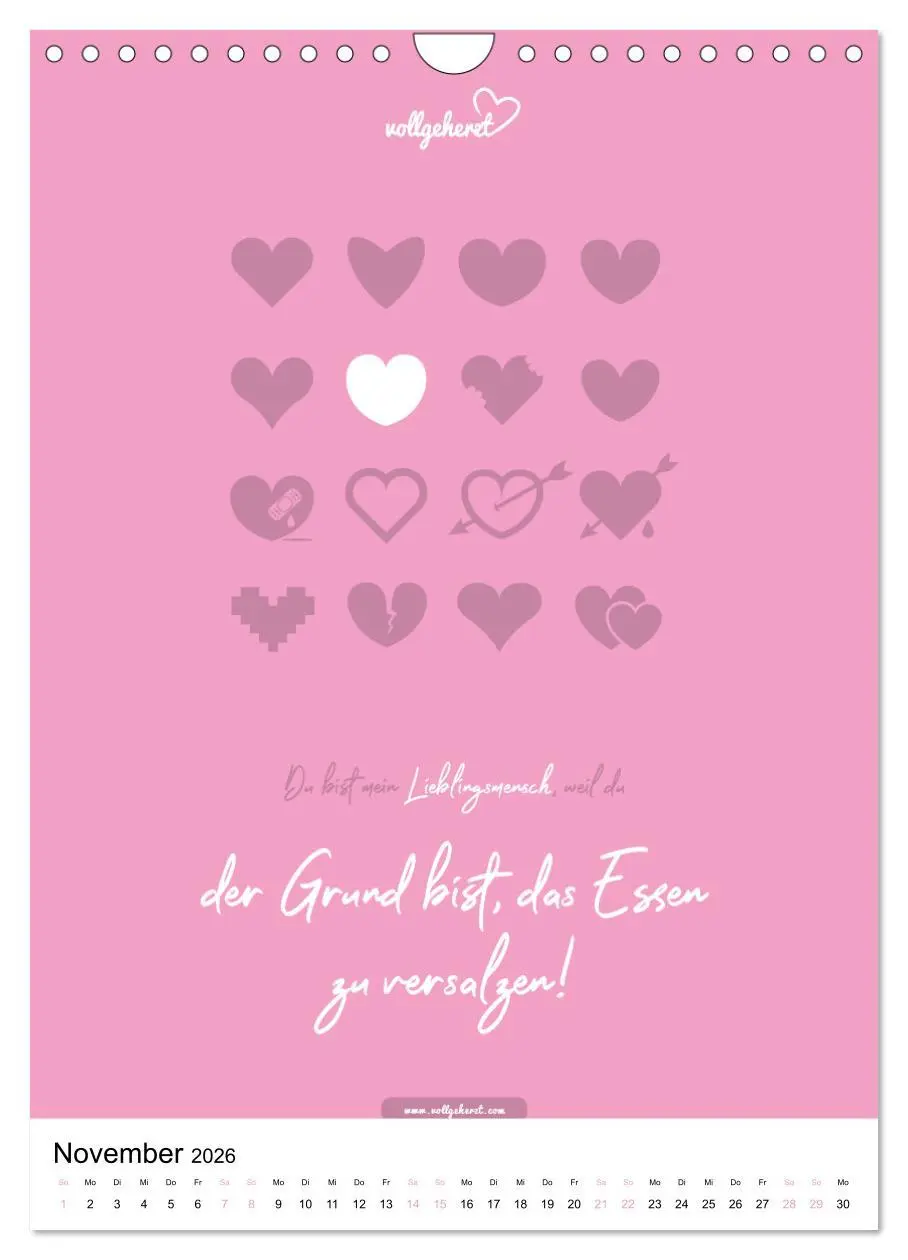 Bild: 9783516391718 | vollgeherzt: Lieblingsmensch-Kalender - Der Wandkalender als...