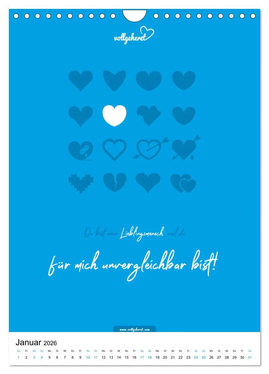 Bild: 9783516391718 | vollgeherzt: Lieblingsmensch-Kalender - Der Wandkalender als...