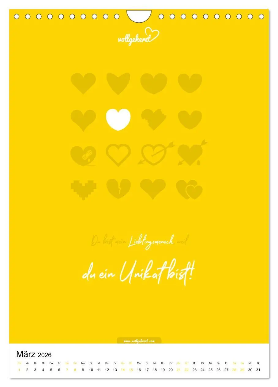 Bild: 9783516391718 | vollgeherzt: Lieblingsmensch-Kalender - Der Wandkalender als...