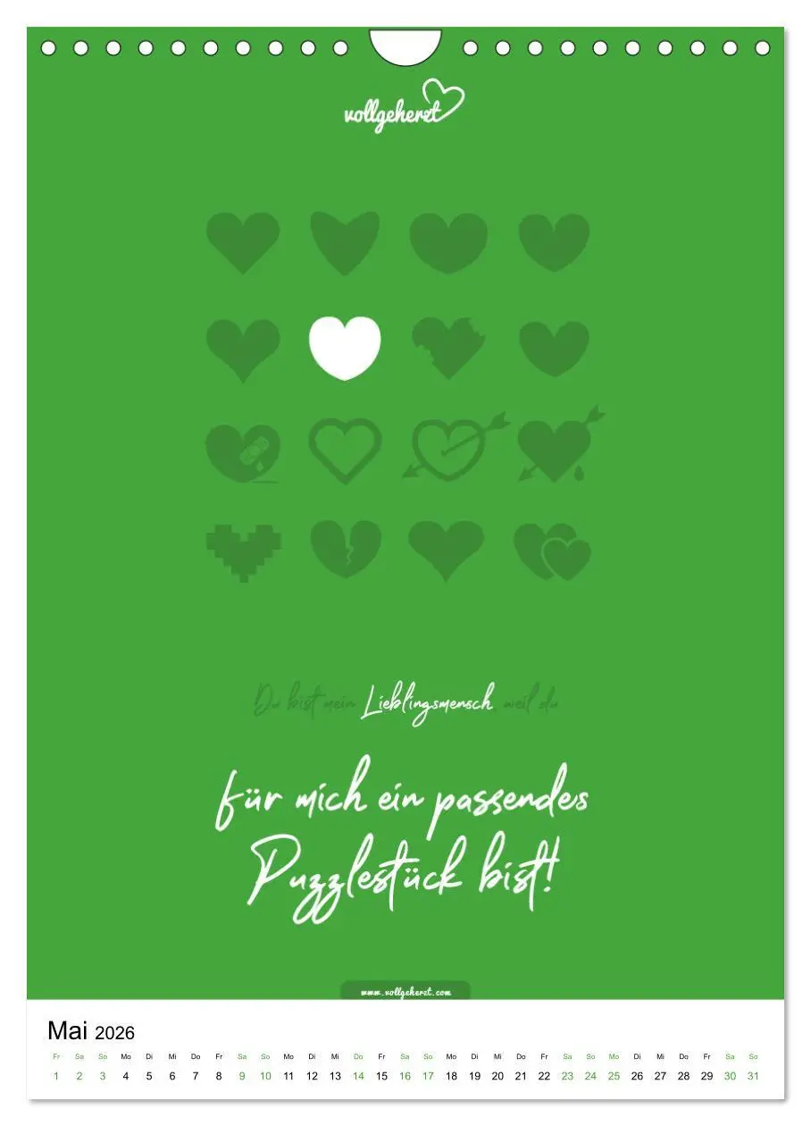 Bild: 9783516391718 | vollgeherzt: Lieblingsmensch-Kalender - Der Wandkalender als...
