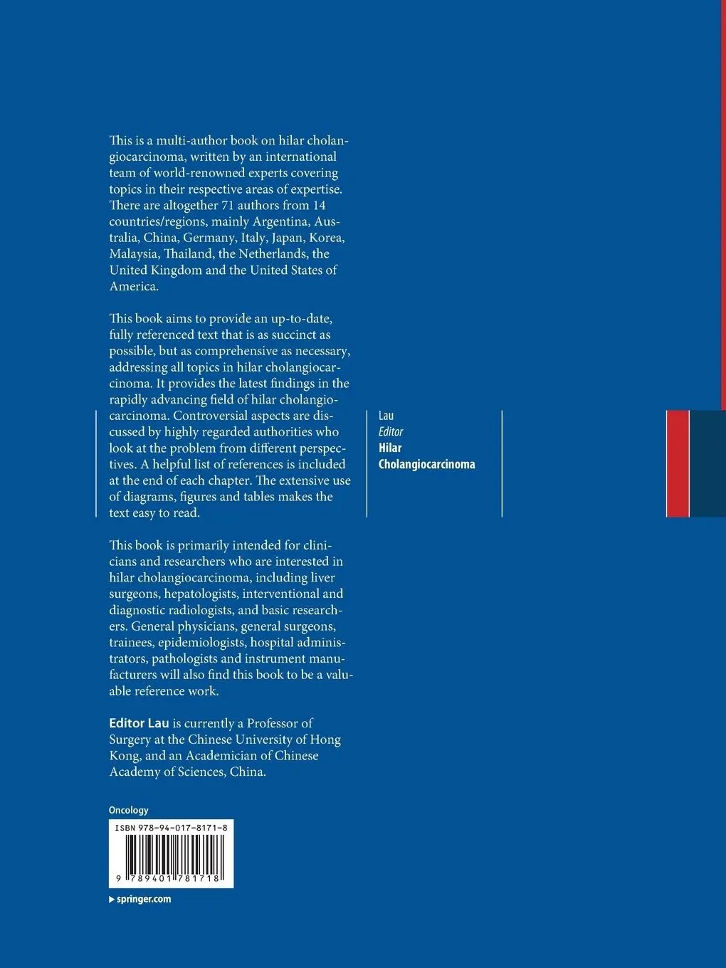 Rückseite: 9789401781718 | Hilar Cholangiocarcinoma | W. Y. Lau | Taschenbuch | Paperback | xvi
