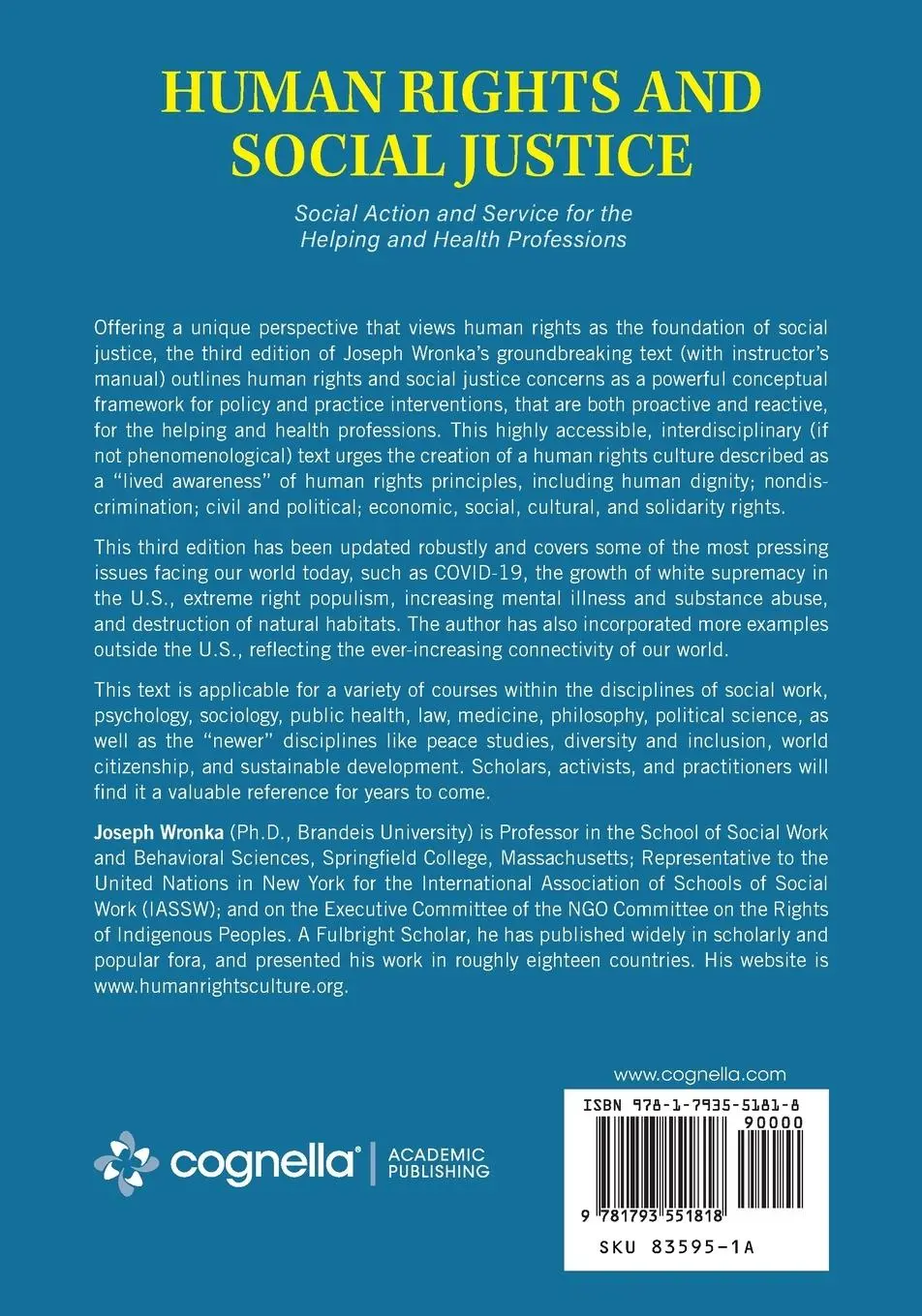 Rückseite: 9781793551818 | Human Rights and Social Justice | Joseph Wronka | Taschenbuch | 2023
