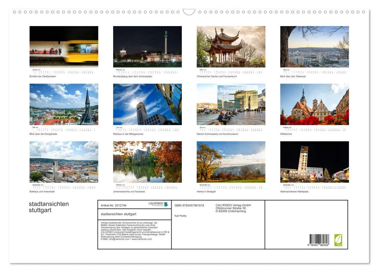 Bild: 9783457981818 | stadtansichten stuttgart (Wandkalender 2026 DIN A2 quer), CALVENDO...