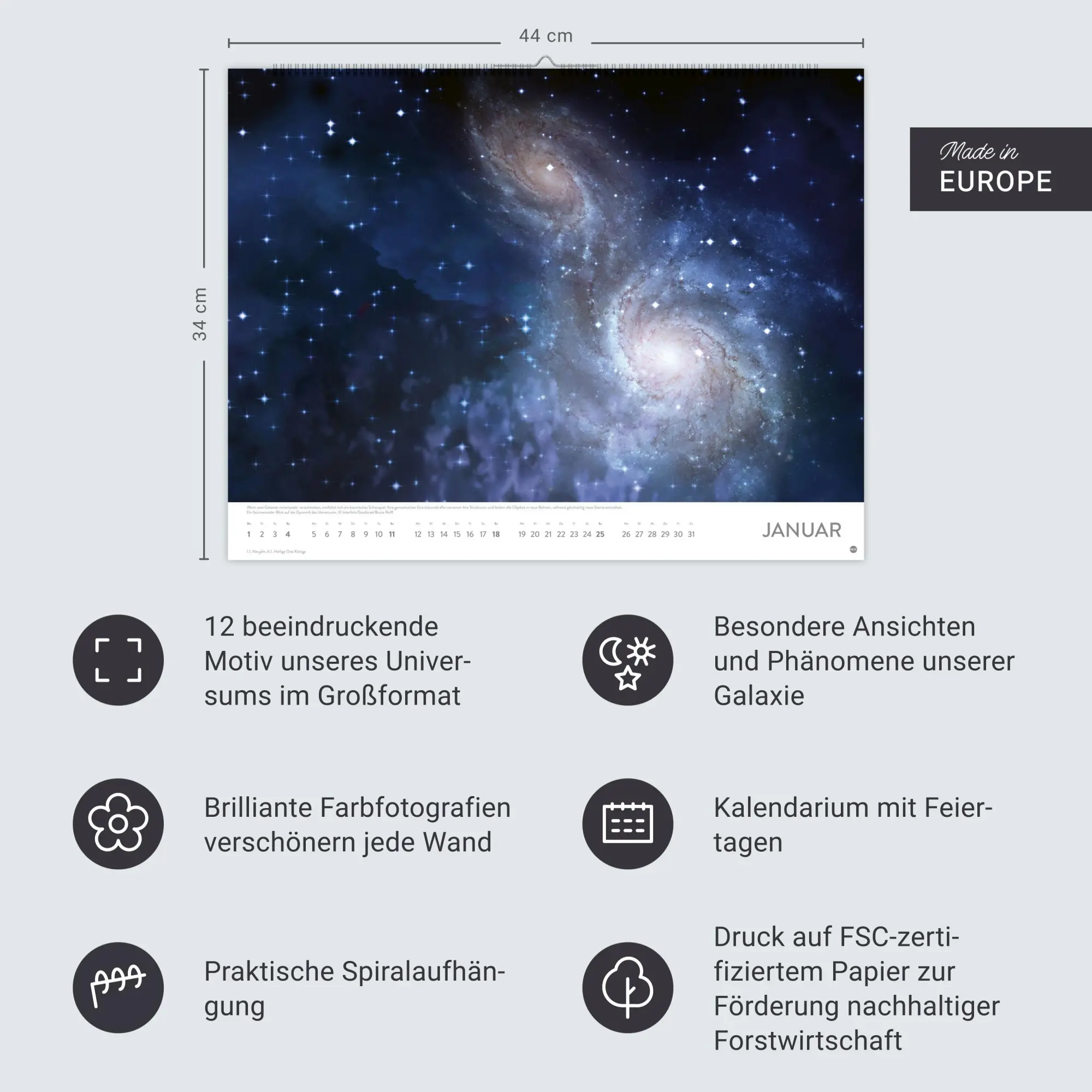 Bild: 9783756411818 | Das Universum Posterkalender 2026 | Heye | Kalender | Spiralbindung