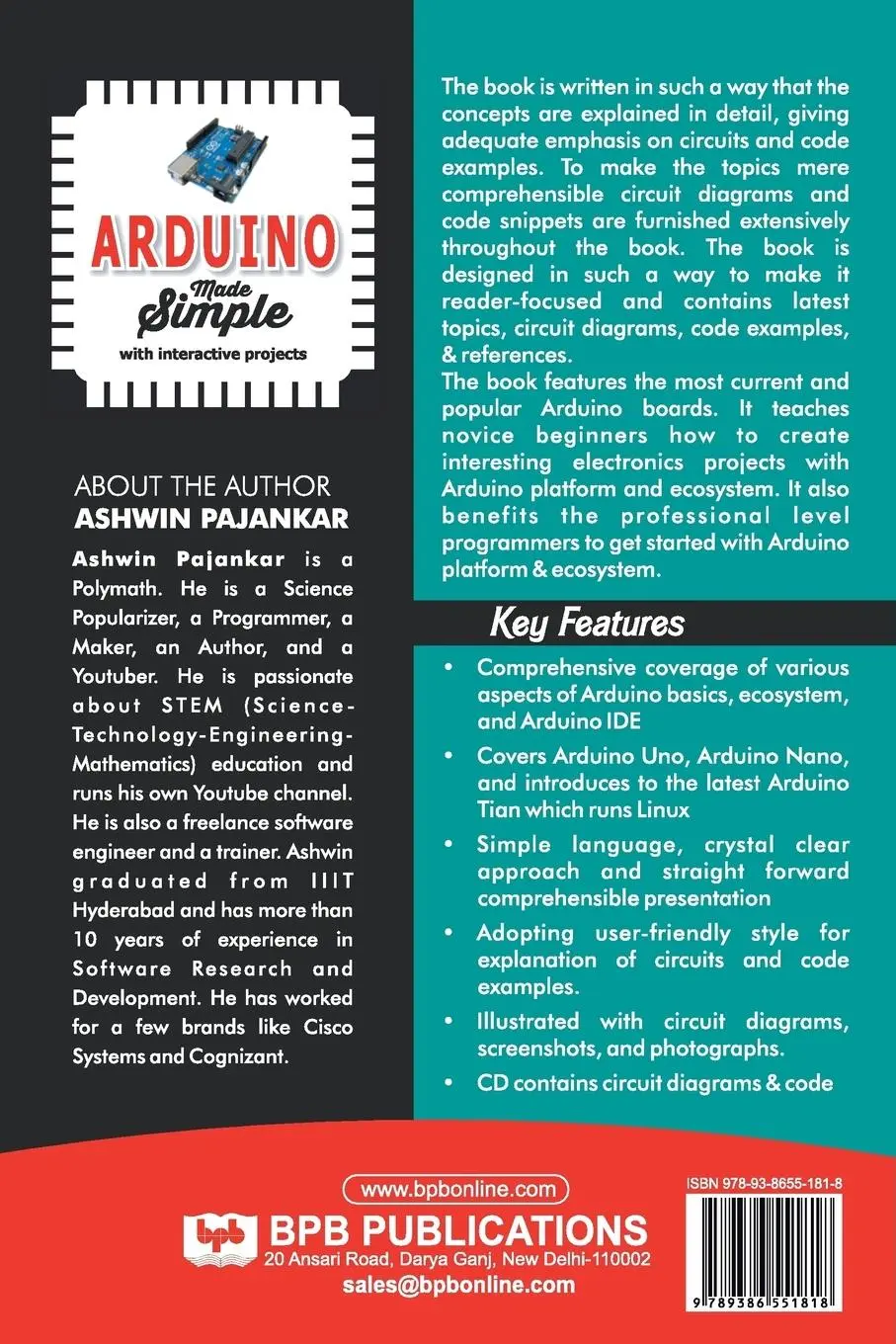 Rückseite: 9789386551818 | ARDUINO MADE SIMPLE | Ashwin Pajankar (u. a.) | Taschenbuch | Englisch