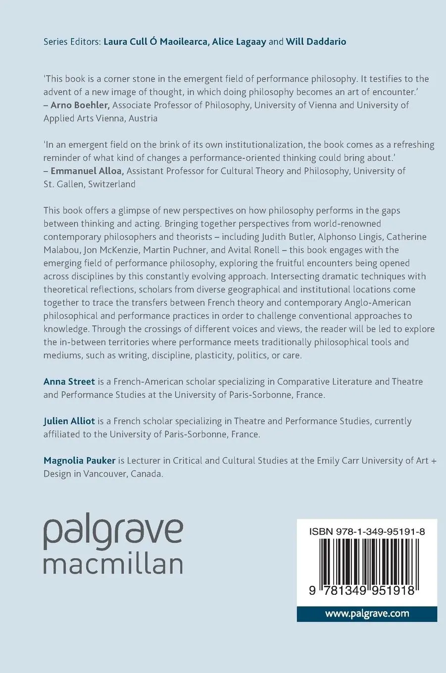 Rückseite: 9781349951918 | Inter Views in Performance Philosophy | Crossings and Conversations