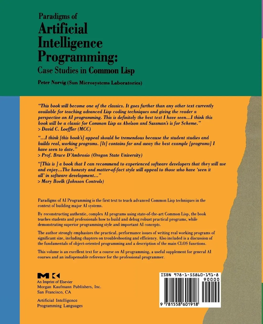 Rückseite: 9781558601918 | Paradigms of Artificial Intelligence Programming | Peter Norvig | Buch