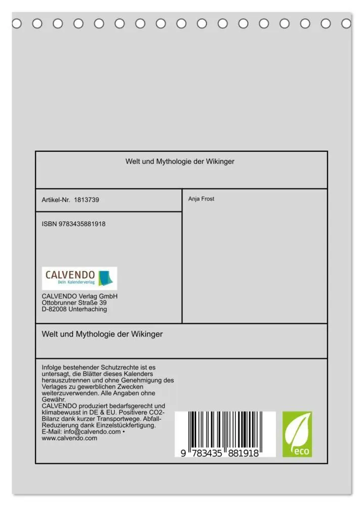 Bild: 9783435881918 | Welt und Mythologie der Wikinger (Tischkalender 2025 DIN A5 hoch),...