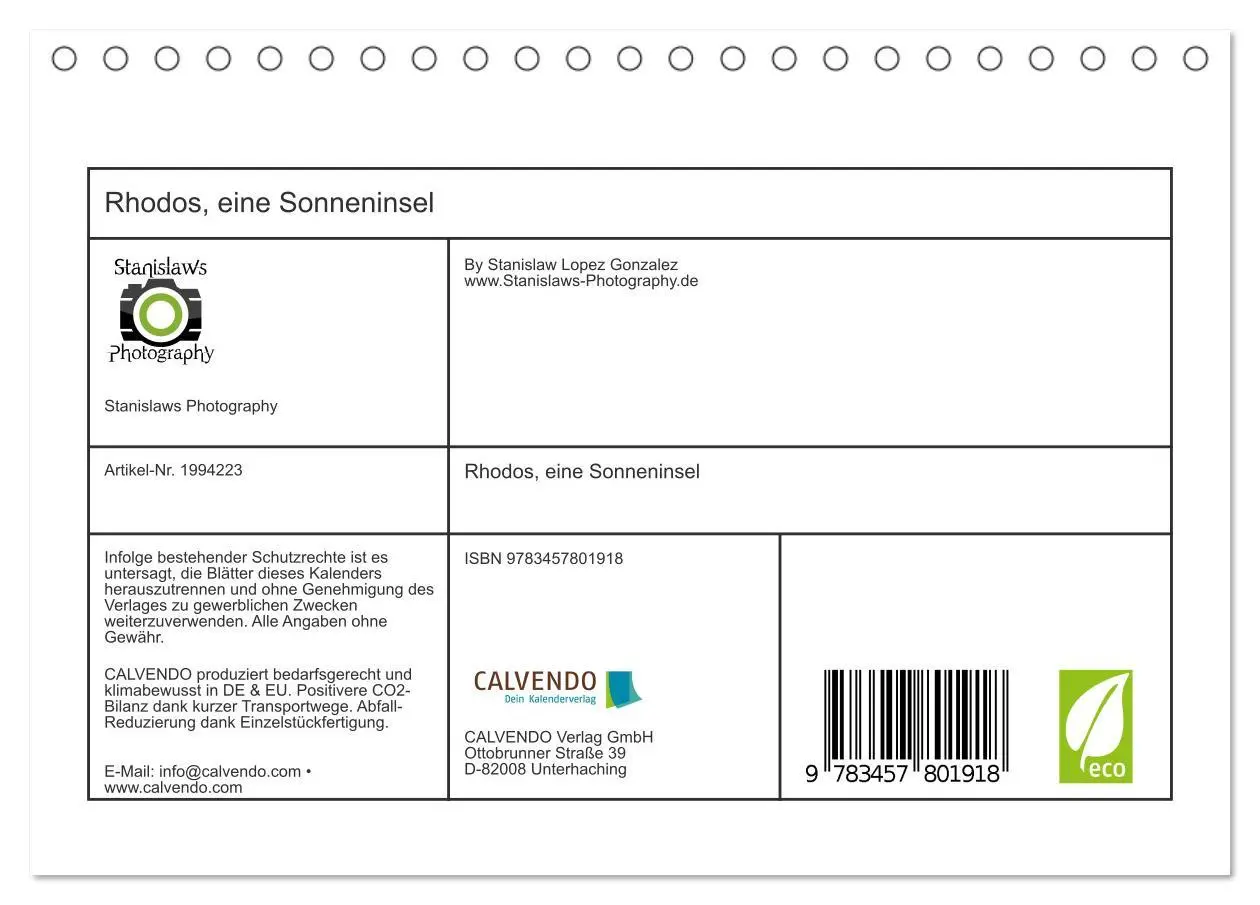 Bild: 9783457801918 | Rhodos, eine Sonneninsel (Tischkalender 2026 DIN A5 quer), CALVENDO...