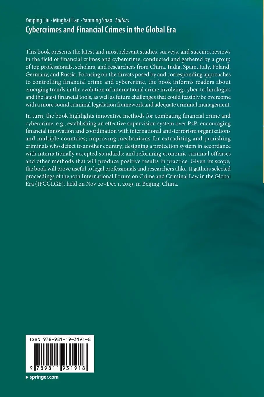 Rückseite: 9789811931918 | Cybercrimes and Financial Crimes in the Global Era | Liu (u. a.) | vii