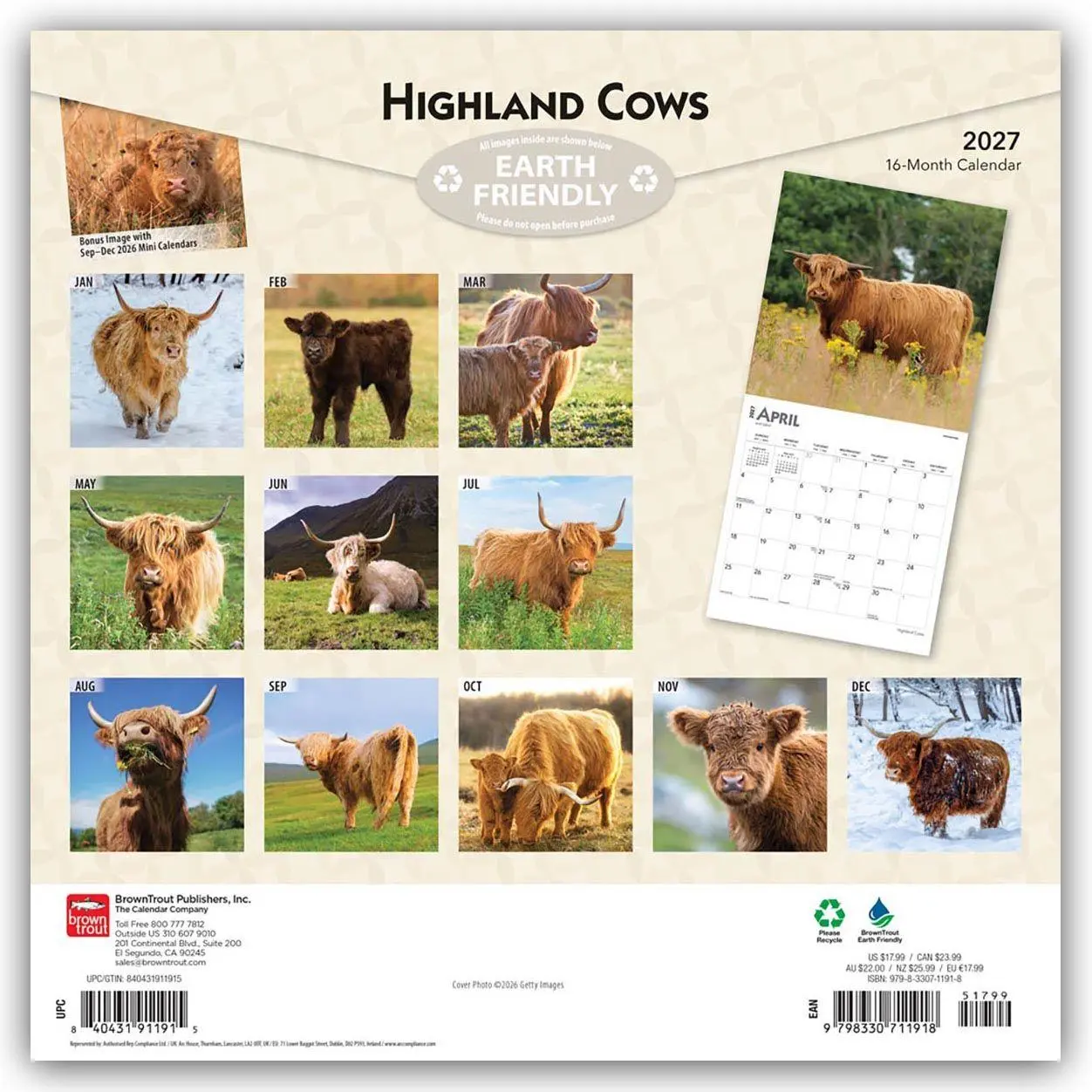 Rückseite: 9798330711918 | Highland Cows - Hochlandrinder 2027 - 16-Monatskalender | Publishers