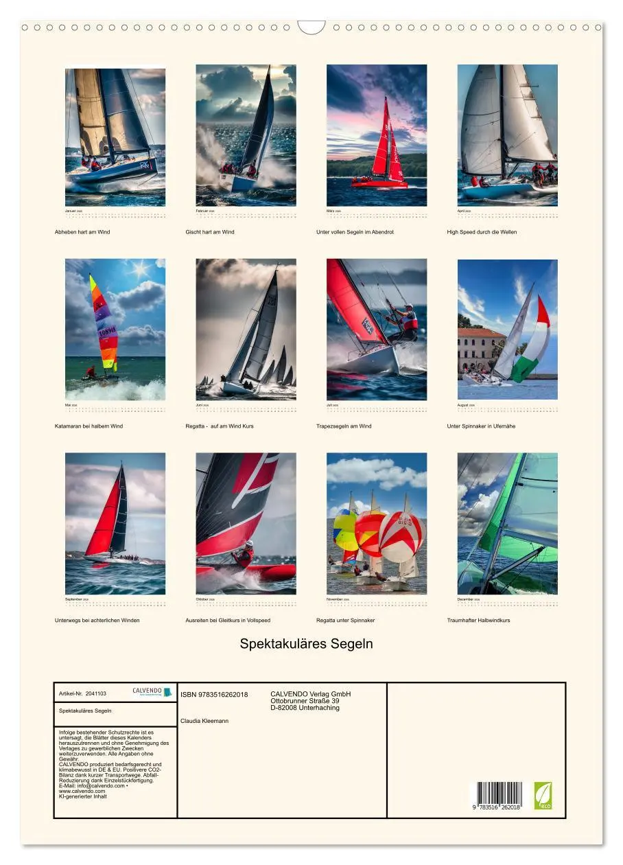 Bild: 9783516262018 | Spektakuläres Segeln (Wandkalender 2026 DIN A2 hoch), CALVENDO...