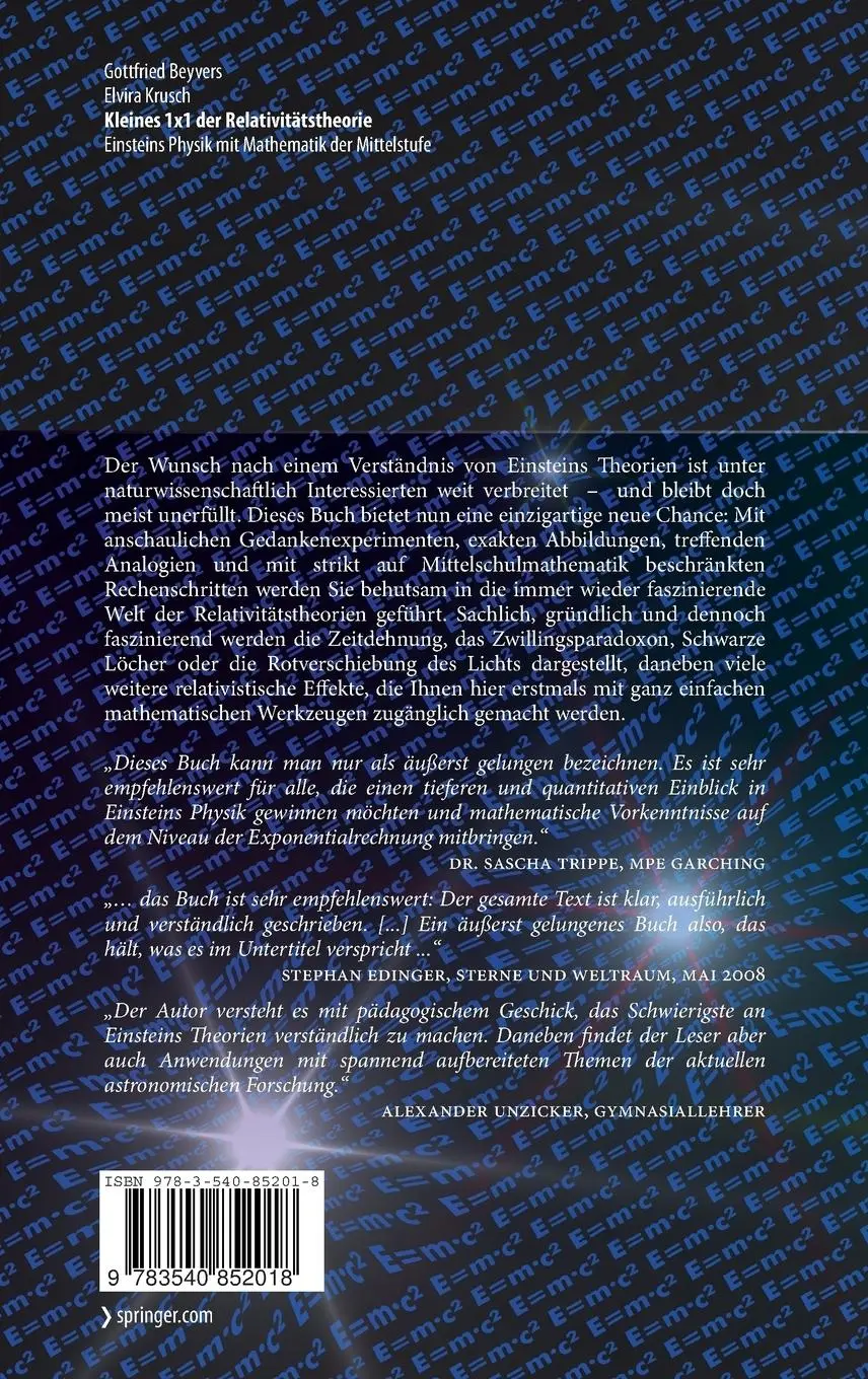 Rückseite: 9783540852018 | Kleines 1x1 der Relativitätstheorie | Elvira Rosenbaum (u. a.) | Buch