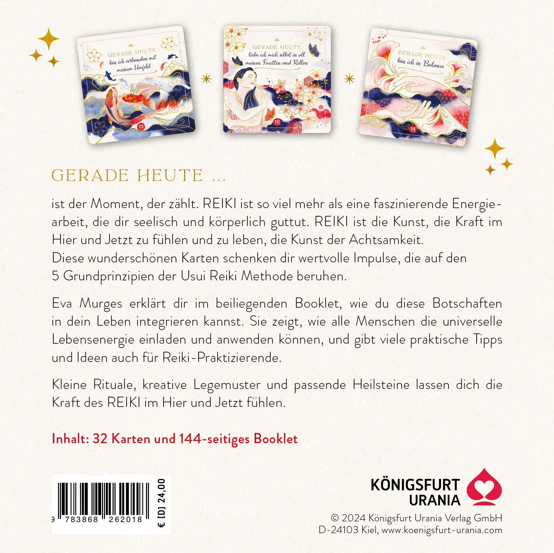 Rückseite: 9783868262018 | Reiki - Die Kraft im Hier und Jetzt: 32 Achtsamkeitskarten mit...