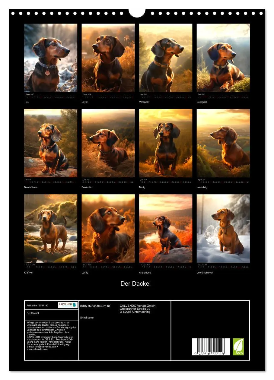 Bild: 9783516322118 | Der Dackel (Wandkalender 2026 DIN A3 hoch), CALVENDO Monatskalender
